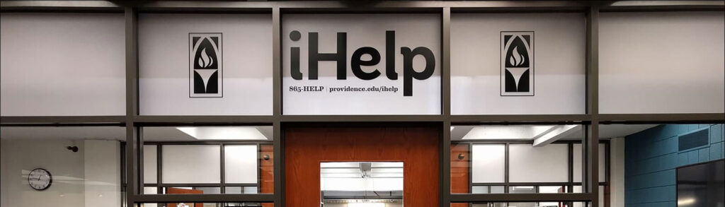 the entrance to the Providence College IT Helpdesk- iHelp